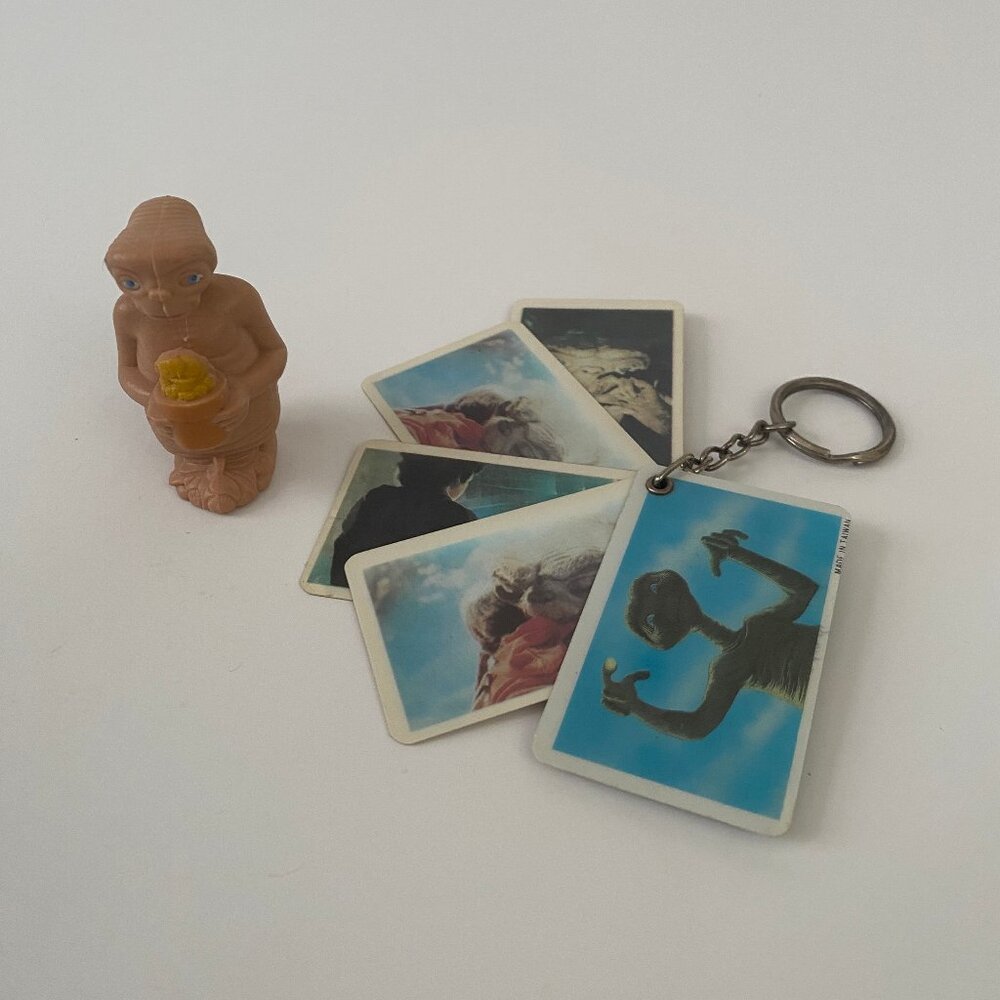 Vintage E.T. movie keychain Plastic Photo Film Strip 1982 80s , figure lot